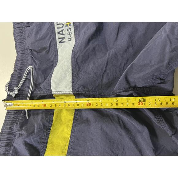 Nautica Men's Navy Swim Shorts with Yellow and White Accents - Picture 7 of 9